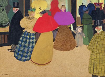 「Les Passants」または「Street Scene」、1895（段ボールのジステンパー） 作： Felix Edouard Vallotton